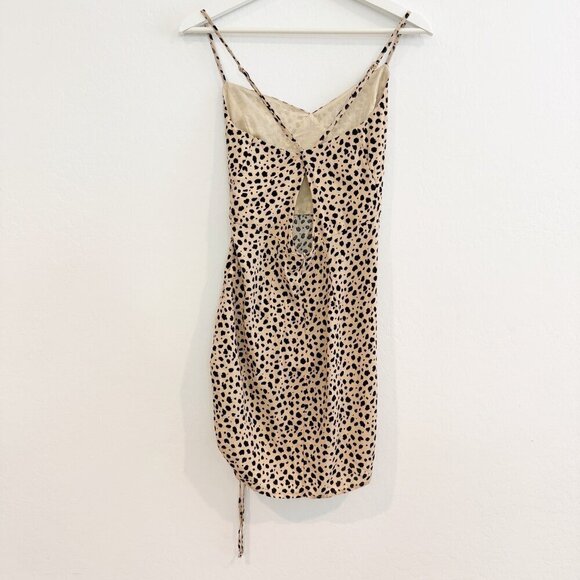 Lottie Miss x Pacsun Leopard Print Crepe Ruched Tie Mini Dress Party Clubwear XS - Picture 10 of 12